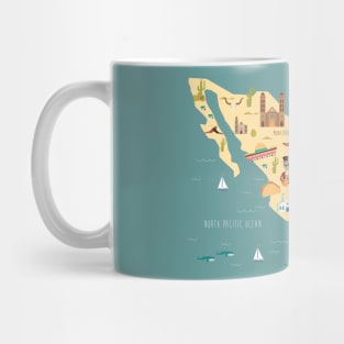 Mexico Illustrated Map Mug